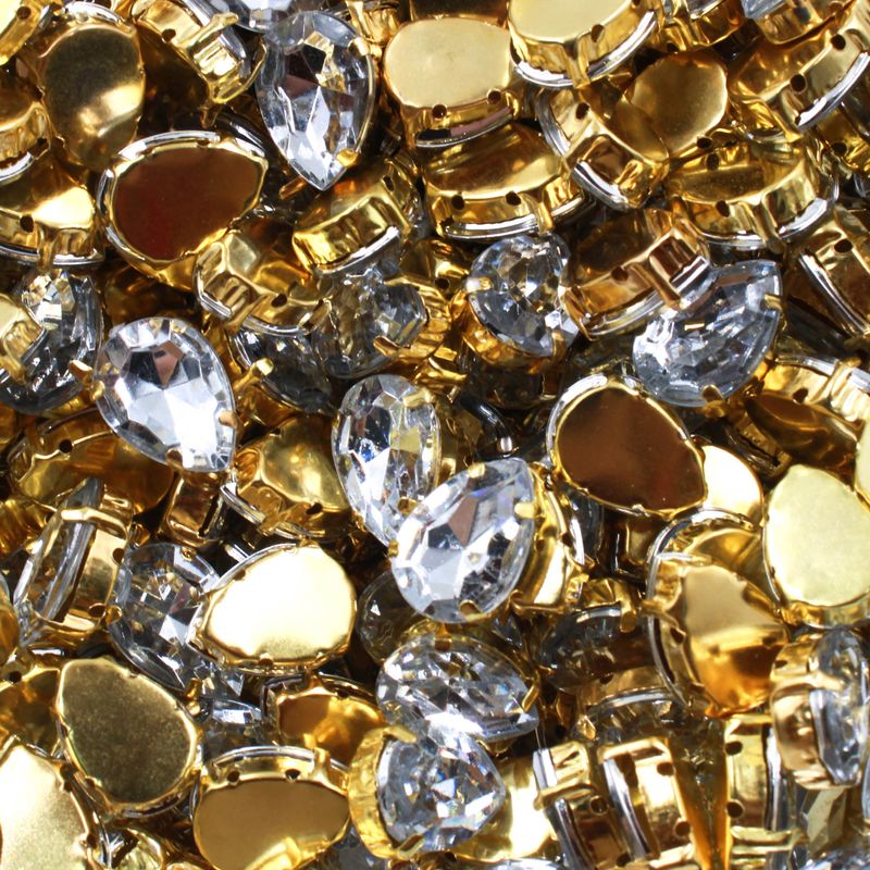 CHATON-ENGRAMPADO-GOTA-10X14MM-EM-METAL-E-ACRILICO-COM-500-PECAS---073---DOURADO-073