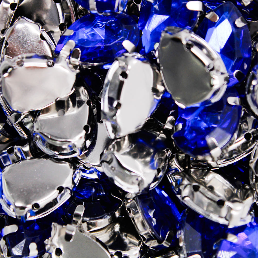 CHATON-ENGRAMPADO-GOTA-10X14MM-EM-METAL-E-ACRILICO-COM-500-PECAS---AZUL-ROYAL