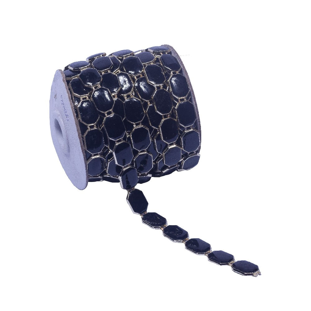 ALJOFRE PEDRA OCTOGONO PRETA EM ABS 17X12MM 9MT