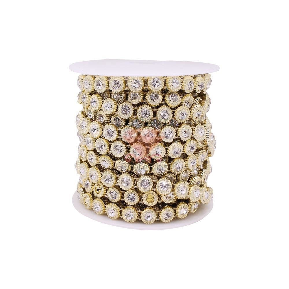 ALJOFRE DOURADO COM PEDRA CRISTAL 9METROS