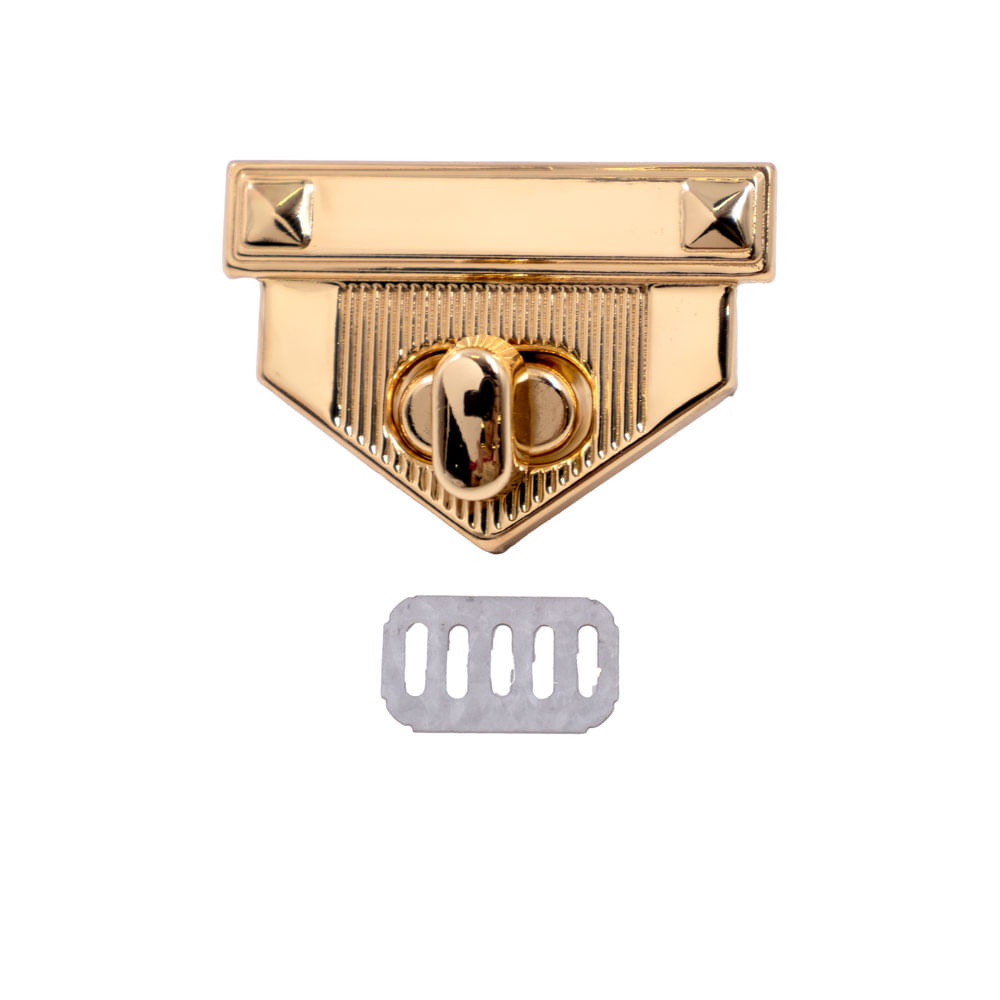 FECHO-TORNIQUETE-TRIANGULAR-PARA-BOLSA-44X31MM-EM-FERRO-COM-12-PECAS---DOURADO