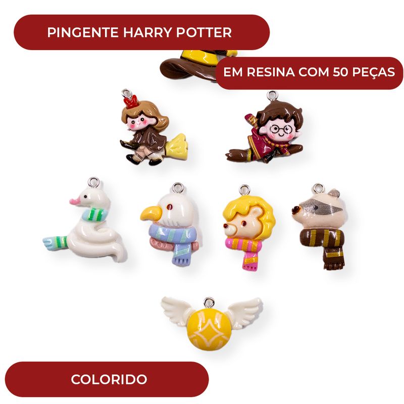 PINGENTE-HARRY-POTTER-28X20MM-EM-RESINA-COM-50-PECAS---103---COLORIDO
