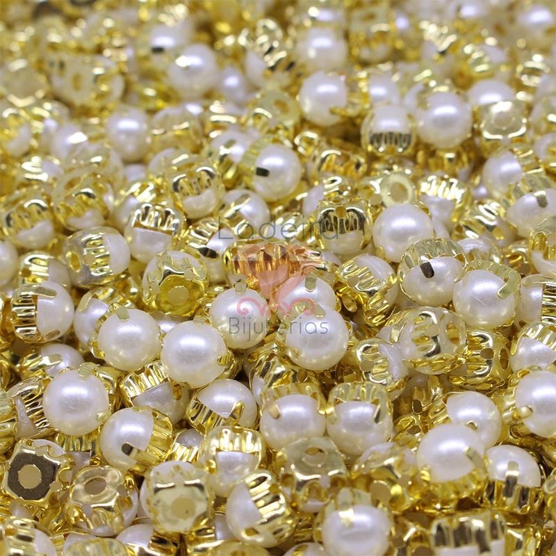 CHATON-ENGRAMPADO-REDONDO-COM-PEROLA-08MM-EM-ABS-COM-2000-PECAS-073---DOURADO-073