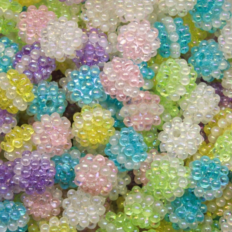 Bola Craquelada Irisada Com Perola Passante 10Mm Com 250G