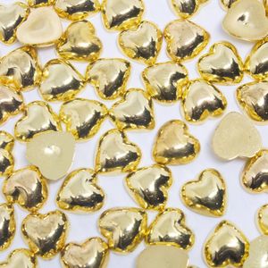 Meia Perola Para Colagem Coraçao Metalizada 12Mm Em Abs Com 500Gr