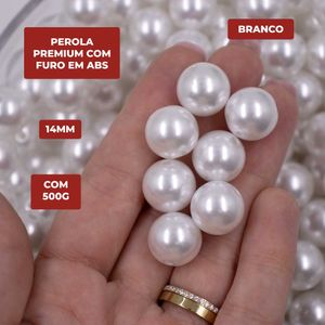 Perola Premium Com Furo 14Mm Em Abs Com 500G