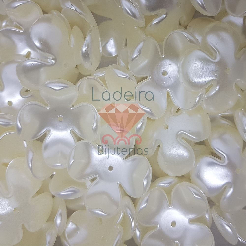 Entremeio Flor Tulipa De Perola 41Mm Em Abs Com 25Gr