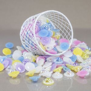 Meia Perola Para Colagem Flor Irisada 11Mm Em Abs Com 50Gr