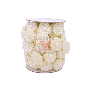 Aljofre Flor Perolada 36Mm Em Abs Com 4 Metros