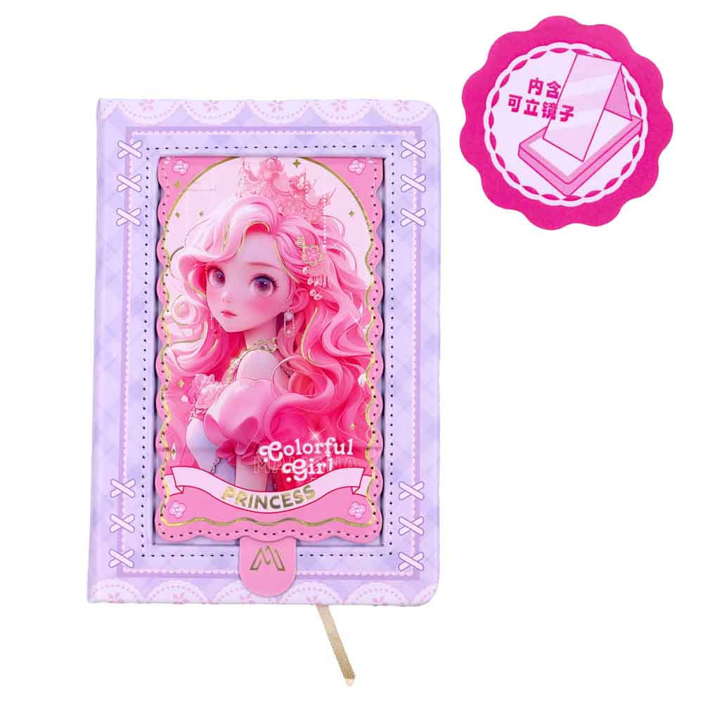 Caderno Princesa Com 1 Espelho 18Cm Unidade