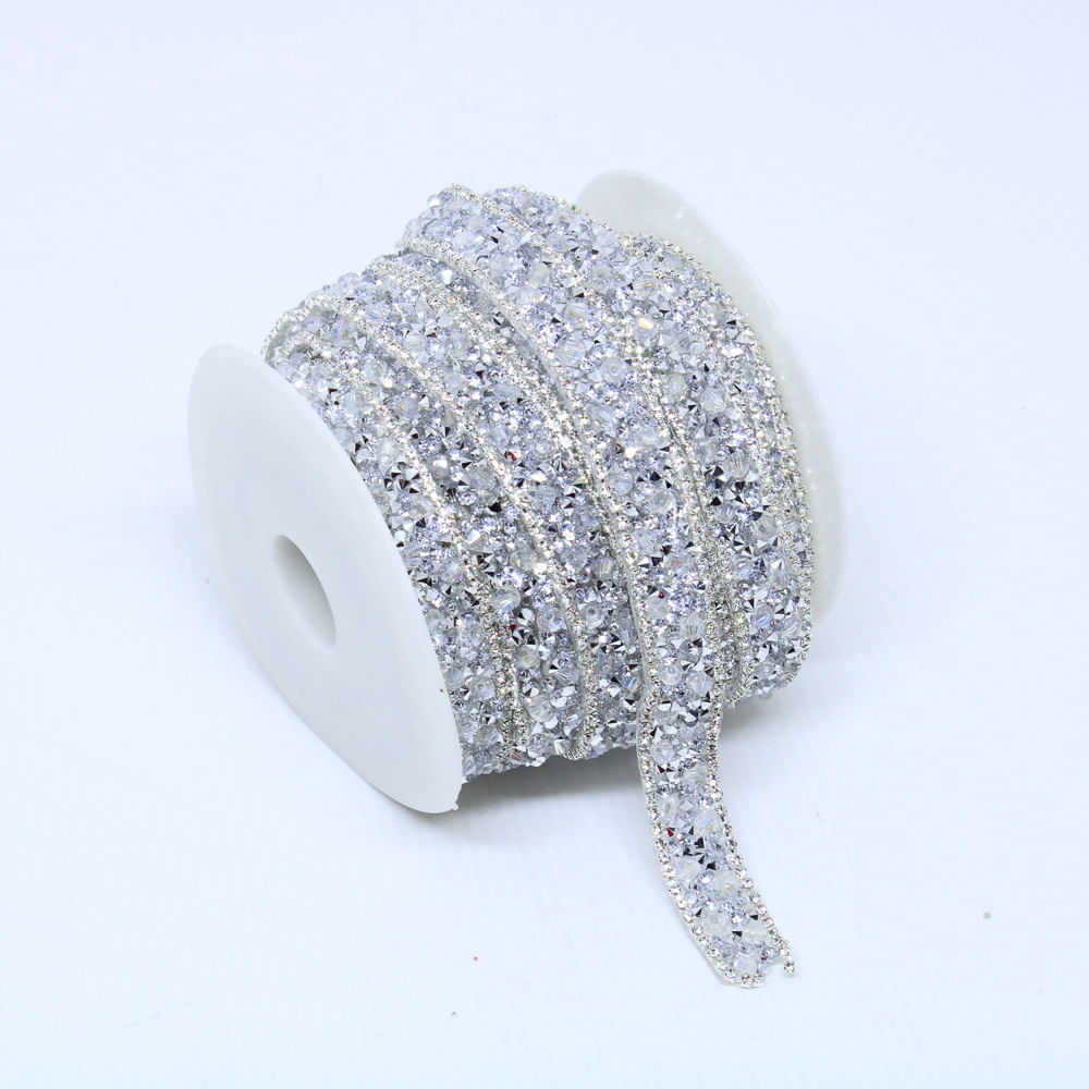 Fita Strass Termocolante 15Mm Em Resina Com 9 Metros
