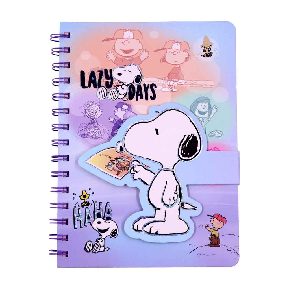 Caderno Com Fecho Velcro Snoopy Lendo 20Cm Unidade