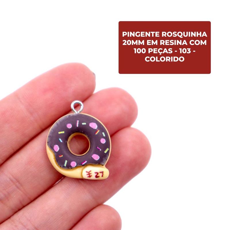 PINGENTE-ROSQUINHA-20MM-EM-RESINA-COM-100-PECAS---103---COLORIDO