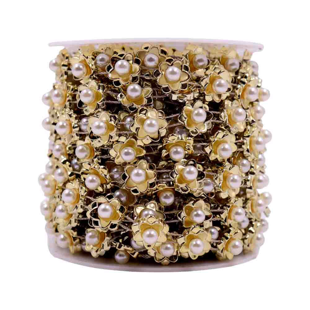 Aljofre Flor Com Perola 15Mm Em Abs Com 9 Metros
