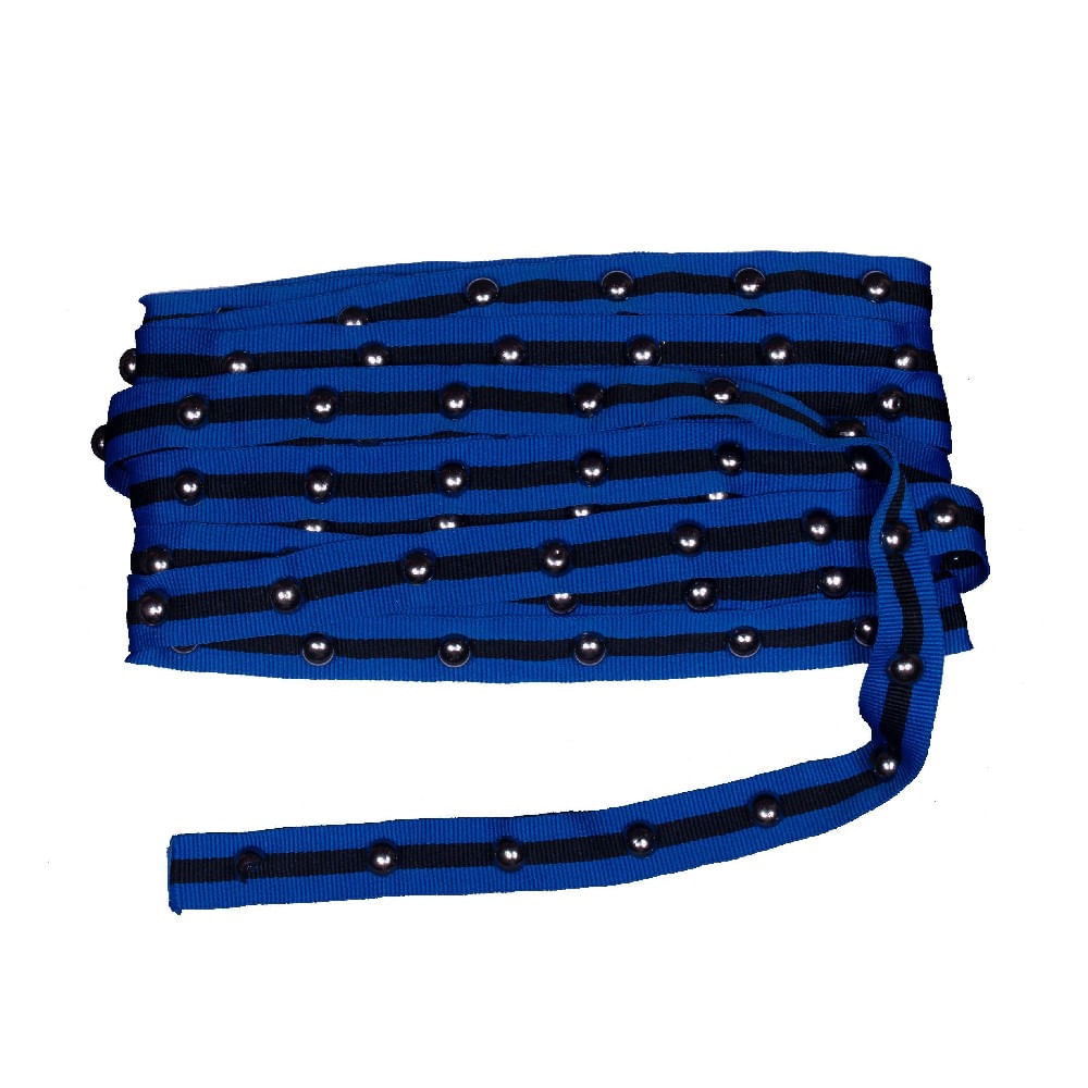 FITA LISTRADA AZUL/PRETA COM MEIA BOLA 2CM C/ 13M