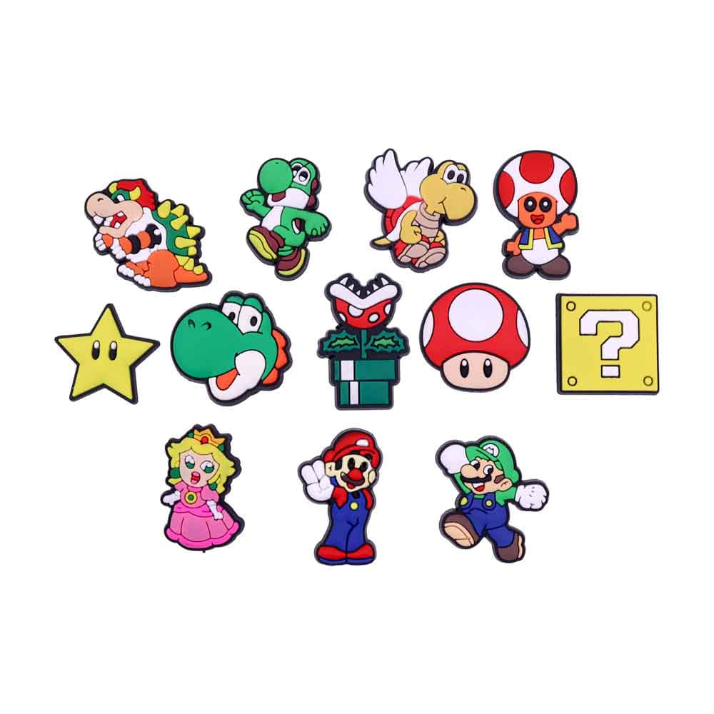 Aplique Personagens Do Mario 30Mm Emborrachado Com 50 Peças