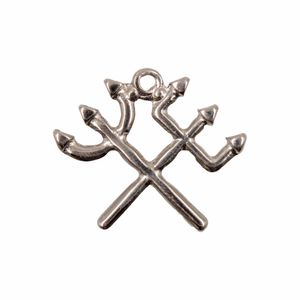 PINGENTE TRIDENTE CRUZADO EXÚ 32X28MM EM ZAMAC COM 12 PEÇAS