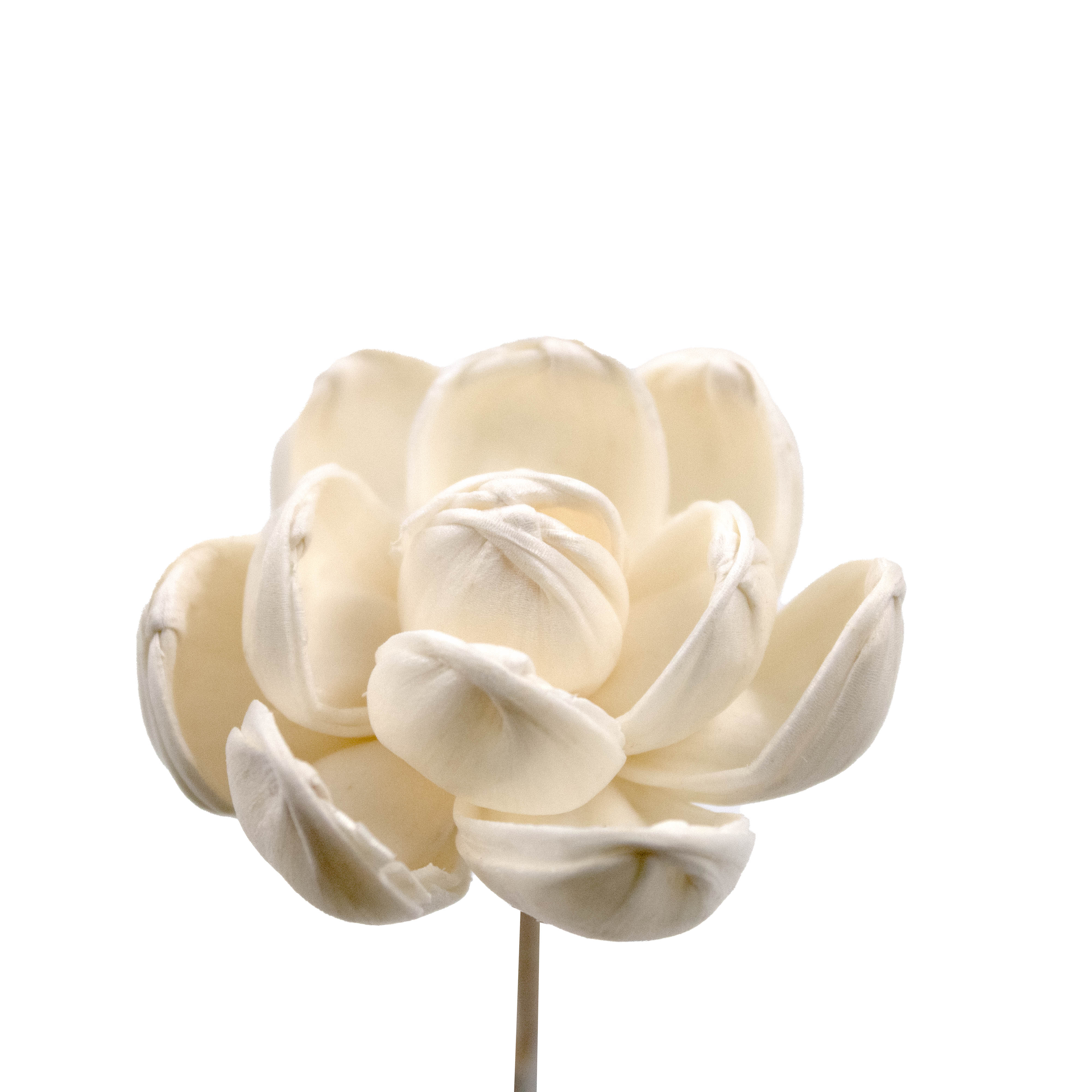 Vareta Decorativa Flor De Lotus Artificial 05X22cm Em Rattan 06 Unidades