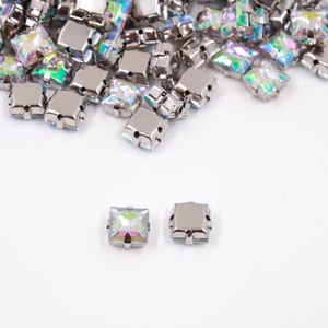 Chaton Engrampado Quadrado 08Mm Em Acrilico Com 50 Peças