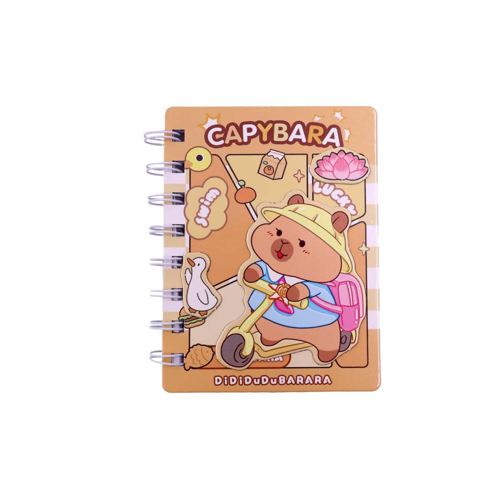 Mini Agenda Espiral Capa Dura Capybara De Patinete 11.5Cm Unidade