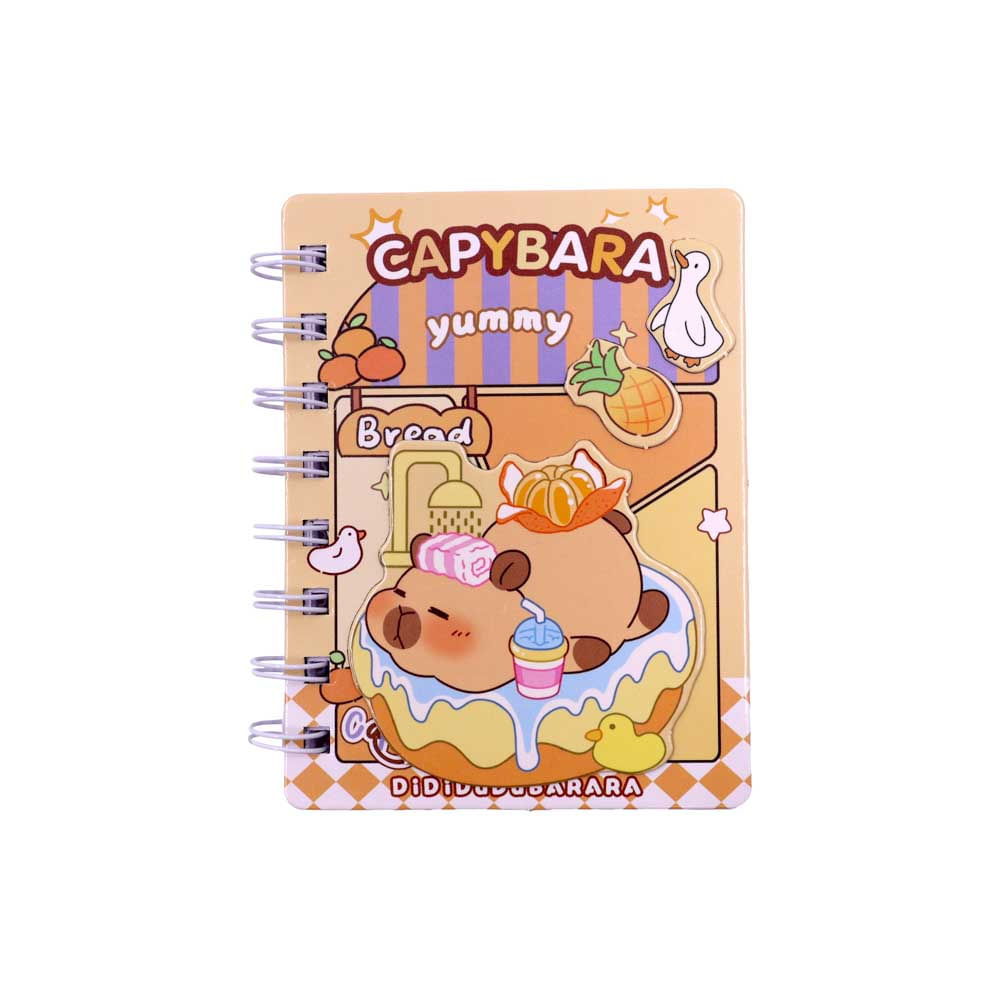 Mini Agenda Espiral Capa Dura Capybara Com Donnut 11.5Cm Unidade