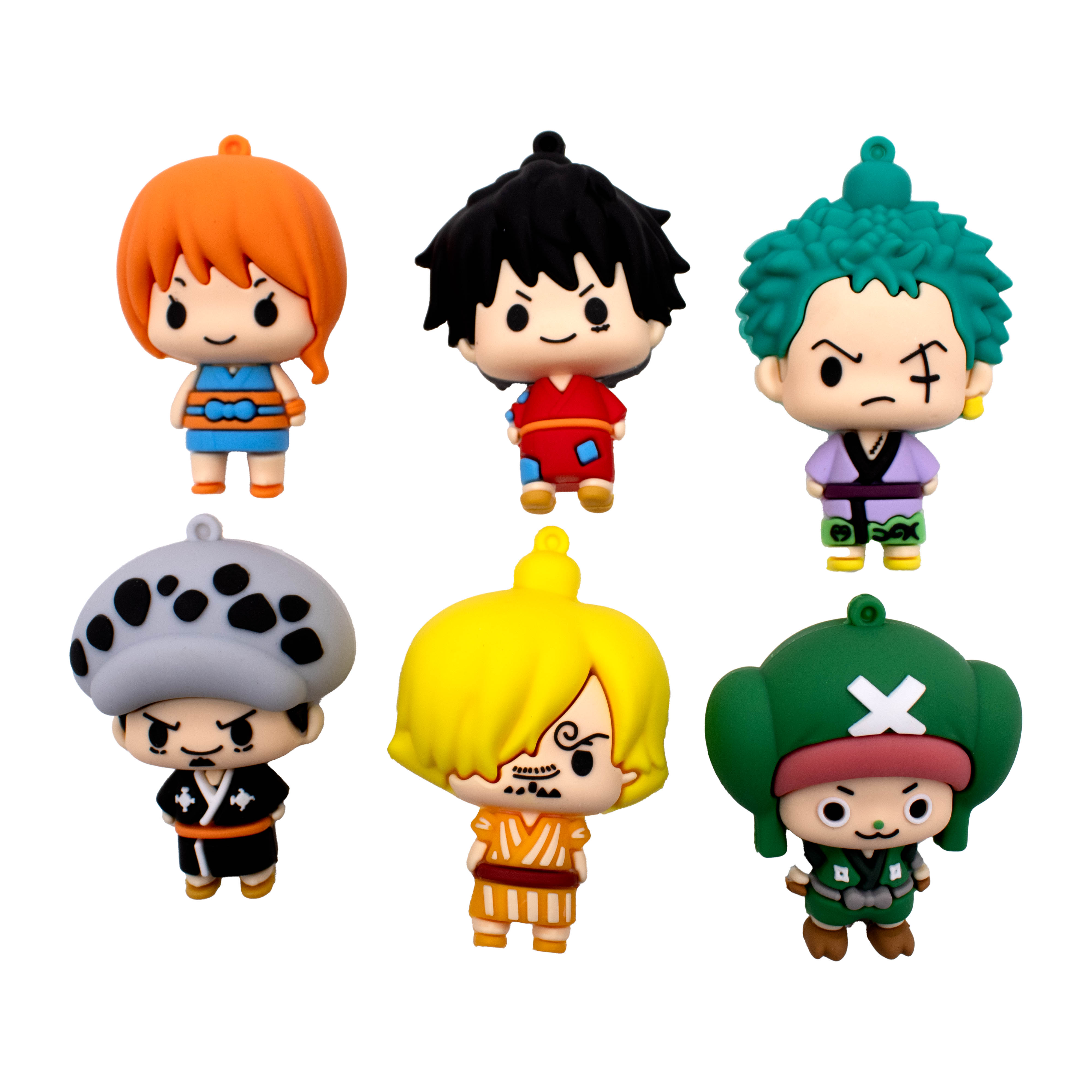 PINGENTES PERSONAGENS ONE PIECE 60MM EMBORRACHADO COM 12 PEÇAS
