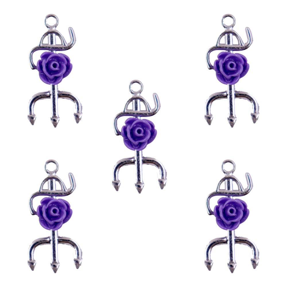 PINGENTE-TRIDENTE-COM-FLOR-30MM-EM-ZAMAK-COM-07-PECAS---839---NIQUEL---ROXO