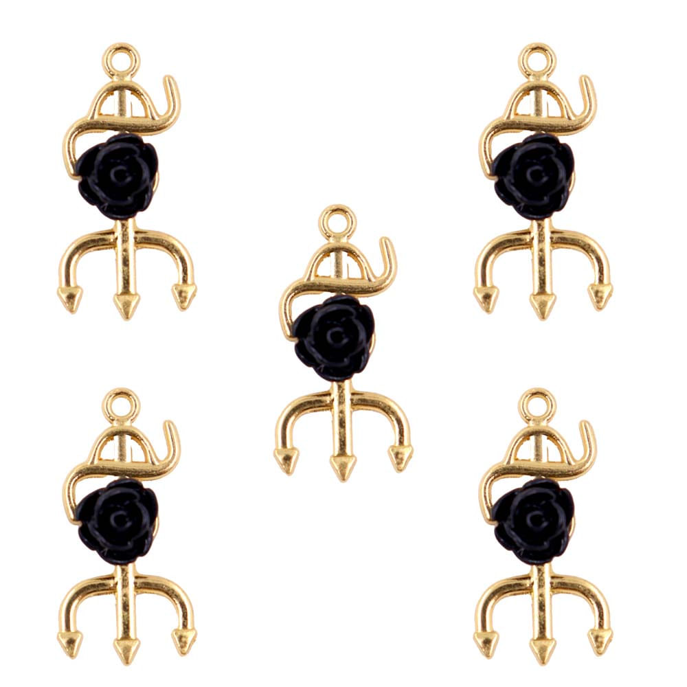 PINGENTE-TRIDENTE-COM-FLOR-30MM-EM-ZAMAK-COM-07-PECAS---847---DOURADO---PRETO