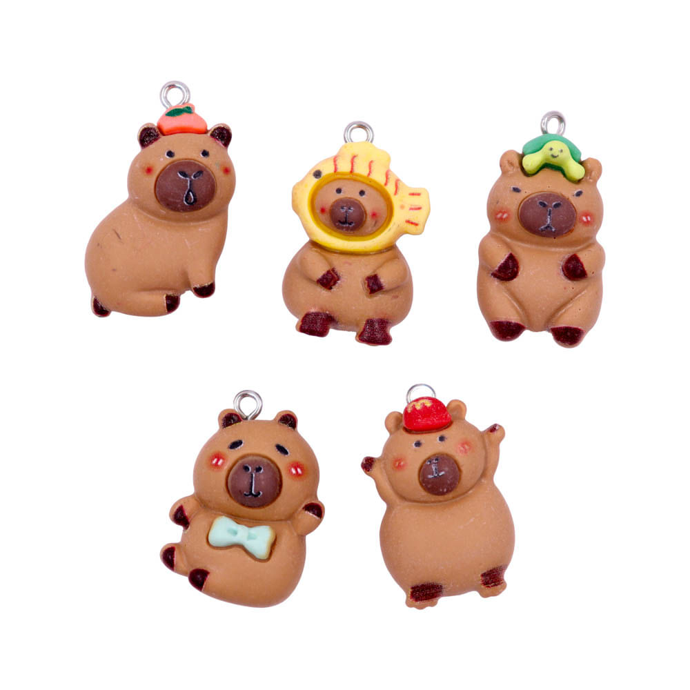 Pingente Capivara Expressões Em Resina Com 40 Peças