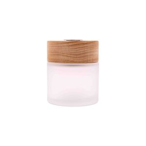 Frasco Redondo De Vidro Fosco Com Tampa De Madeira Para Aromatizador 100Ml