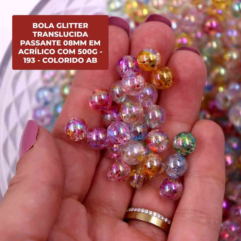 BOLA-GLITTER-TRANSLUCIDA-PASSANTE-08MM-EM-ACRILICO-COM-500G---193---COLORIDO-AB