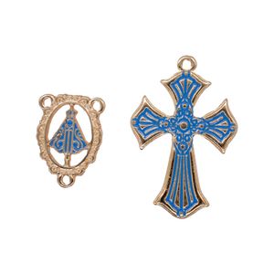 Entremeio Cataforetico Resinado Crucifixo 57X38mm Em Zamac Com 6 Peças