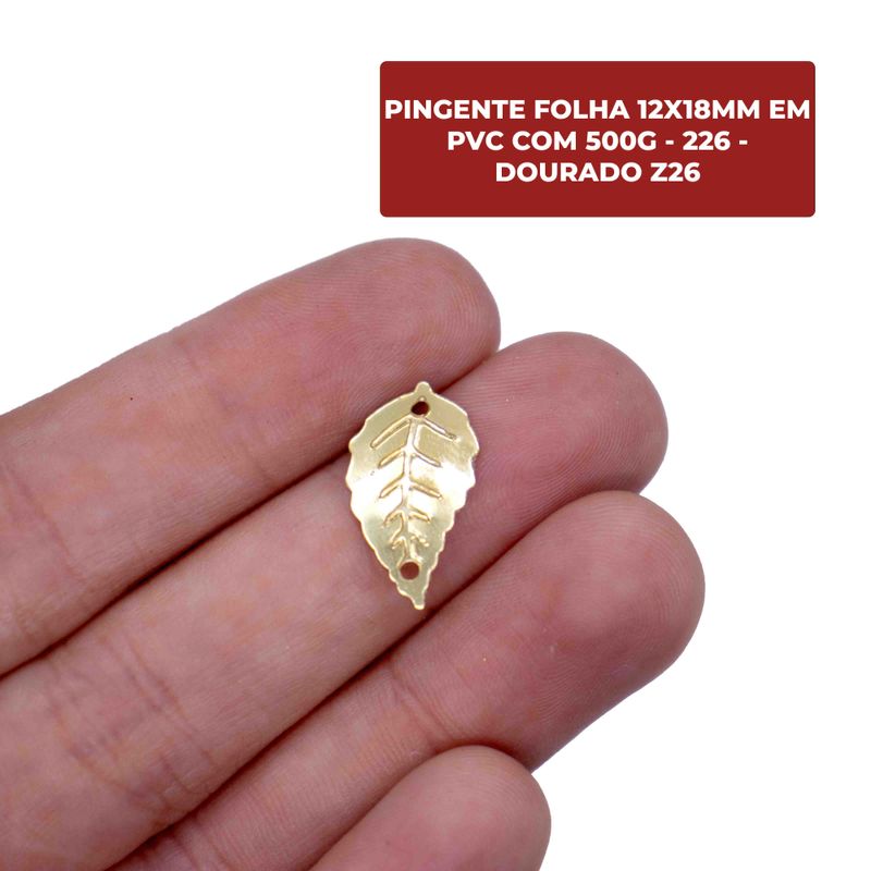 PINGENTE-FOLHA-12X18MM-EM-PVC-COM-500G---226---DOURADO-Z26