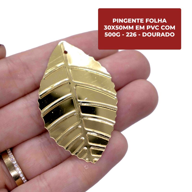 PINGENTE-FOLHA-30X50MM-EM-PVC-COM-500G---226---DOURADO-Z26