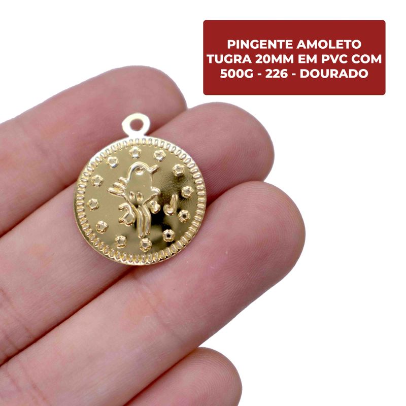 PINGENTE-AMOLETO-TUGRA-20MM-EM-PVC-COM-500G---226---DOURADO-Z26