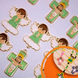 Entremeio Anjo Nuvem E Crucifixo Em Zamac Resinado Com 10 Peças