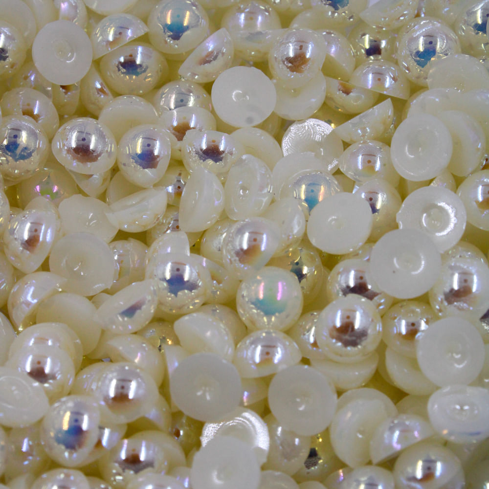 Meia Perola Colagem Irisada 08Mm Em Abs Com 250Gr
