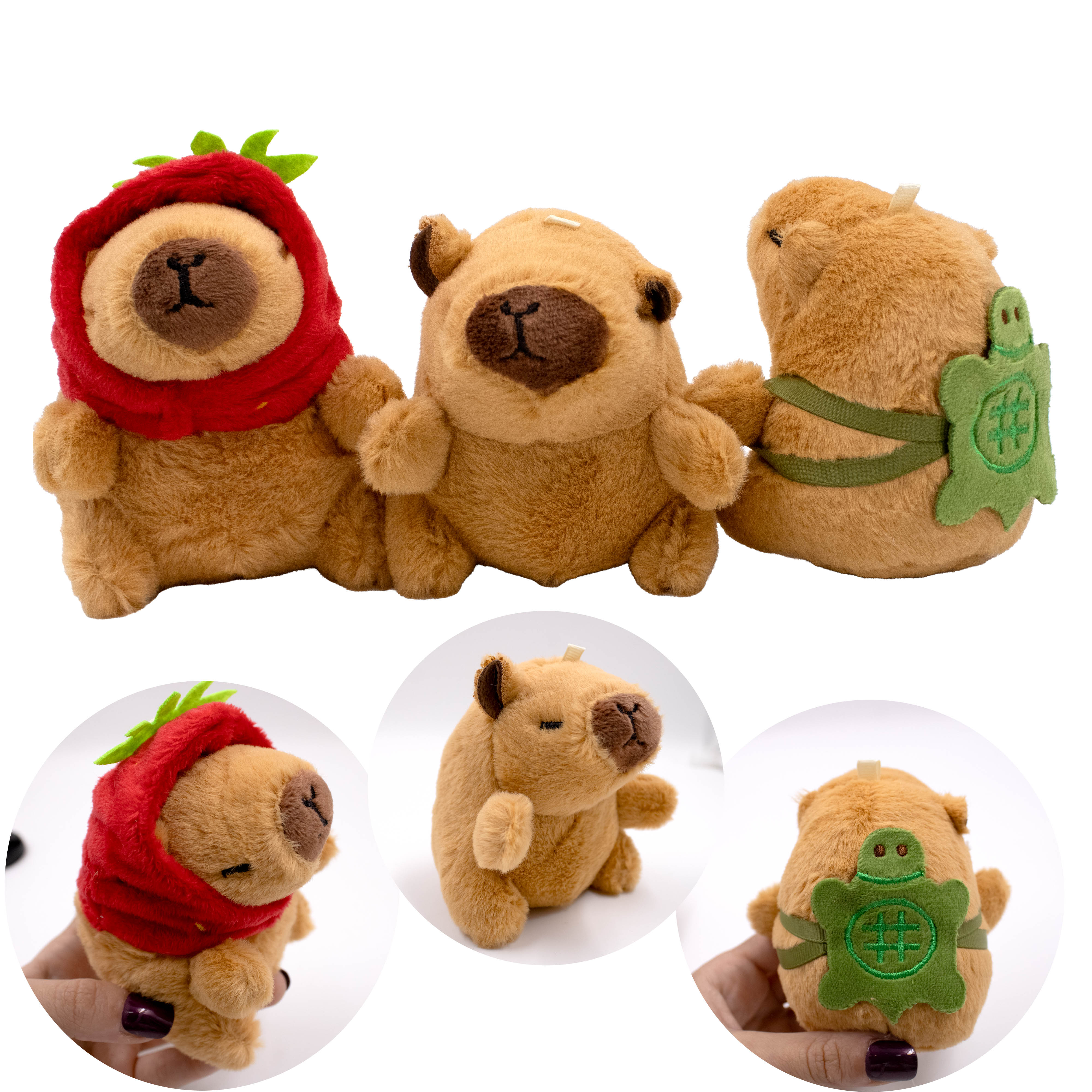 Pingente Capivara De Pelucia 10Cm Variado Com 06 Peças