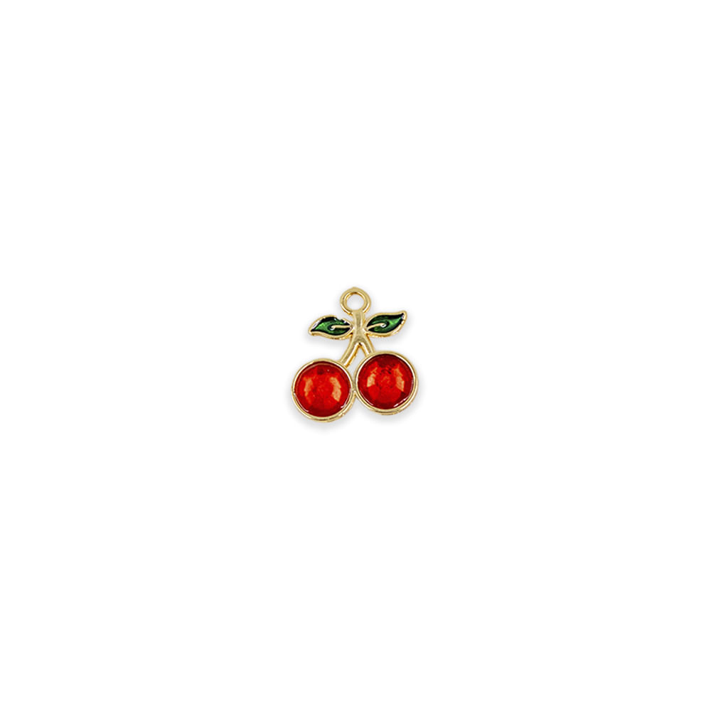 Pingente Cataforético Cereja Com Strass 20Mm Em Zamac Com 10 Peças