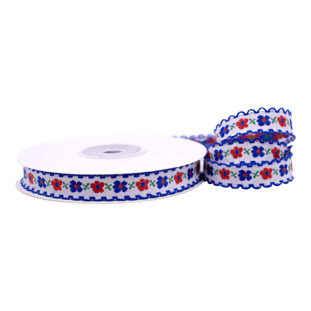 Fita Jaquard Florida 1.5Cm Em Poliester Com 10 Metro