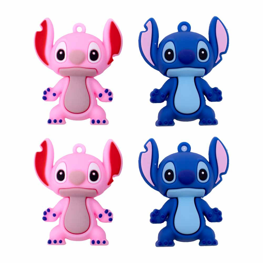 PINGENTE-STITCH-50MM-EMBORRACHADO-COM-12-PECAS---AZUL-E-ROSA