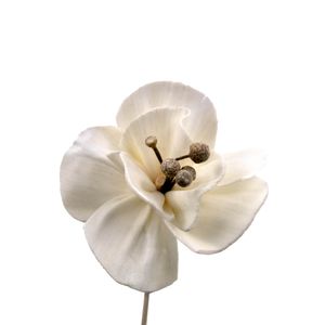 Vareta Decorativa Flor Artificial 05X22cm Em Rattan Com 06 Unidades