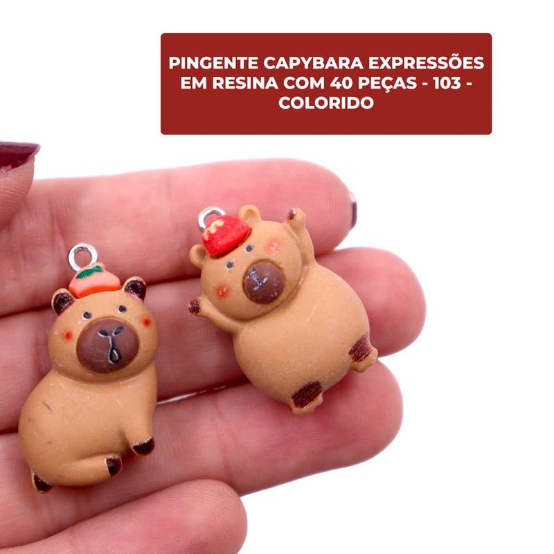 PINGENTE-CAPIVARA-EXPRESSOES-EM-RESINA-COM-40-PECAS--103---COLORIDO