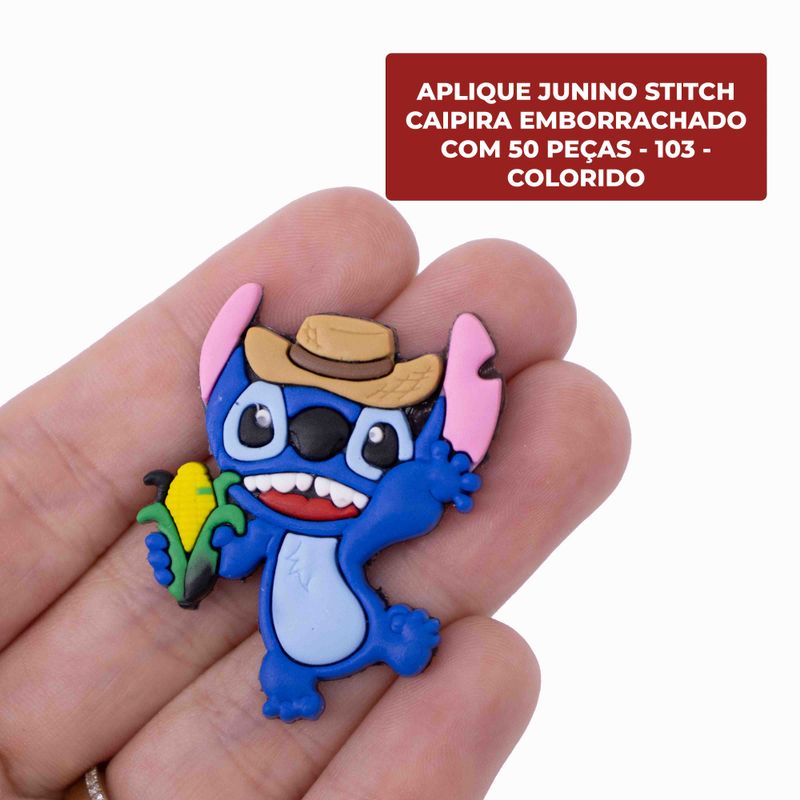 APLIQUE-JUNINO-STITCH-CAIPIRA-EMBORRACHADO-COM-50-PECAS---103---COLORIDO