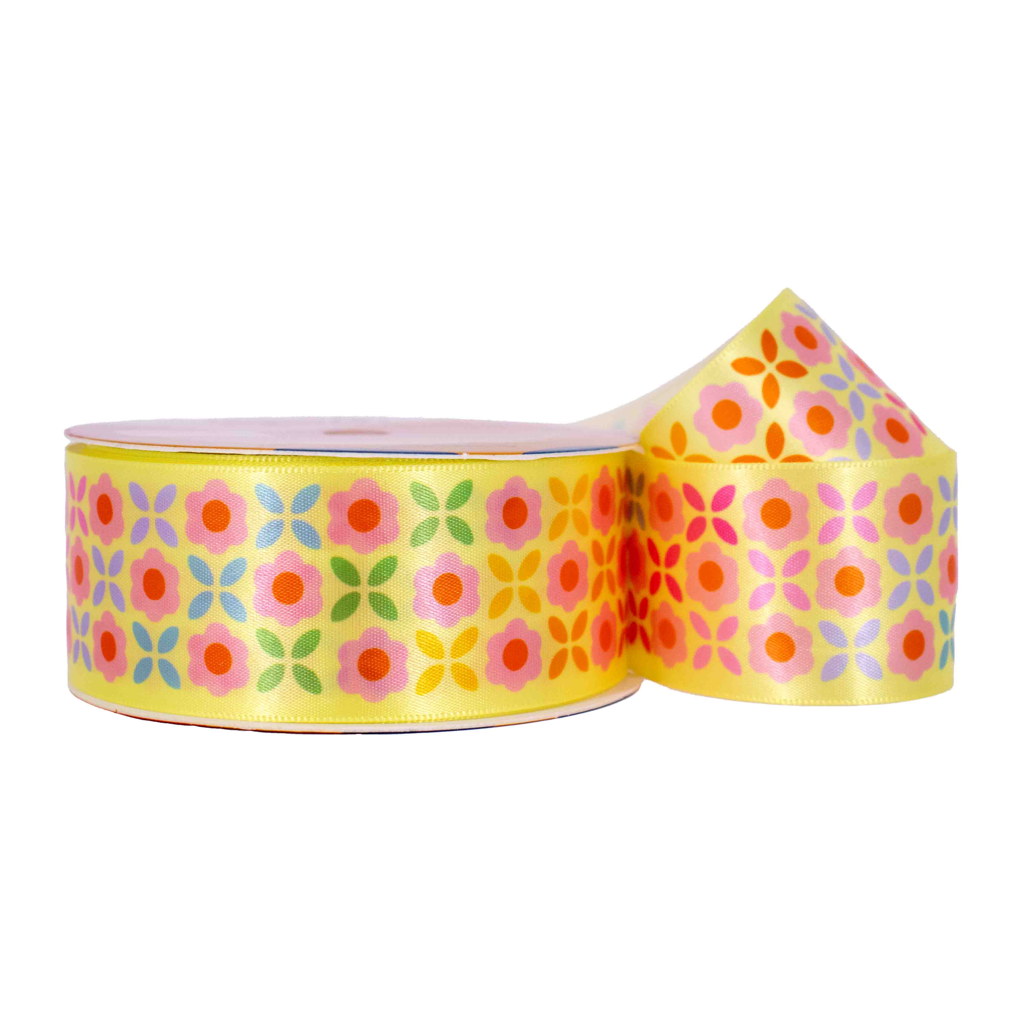 Fita Estampada Flores 38Mm Em Poliester Com 9 Metros