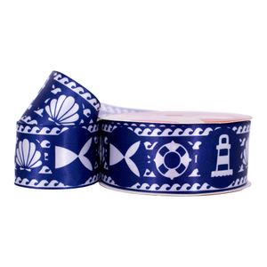 Fita Estampada Náutica 38Mm Em Poliester Com 9 Metros
