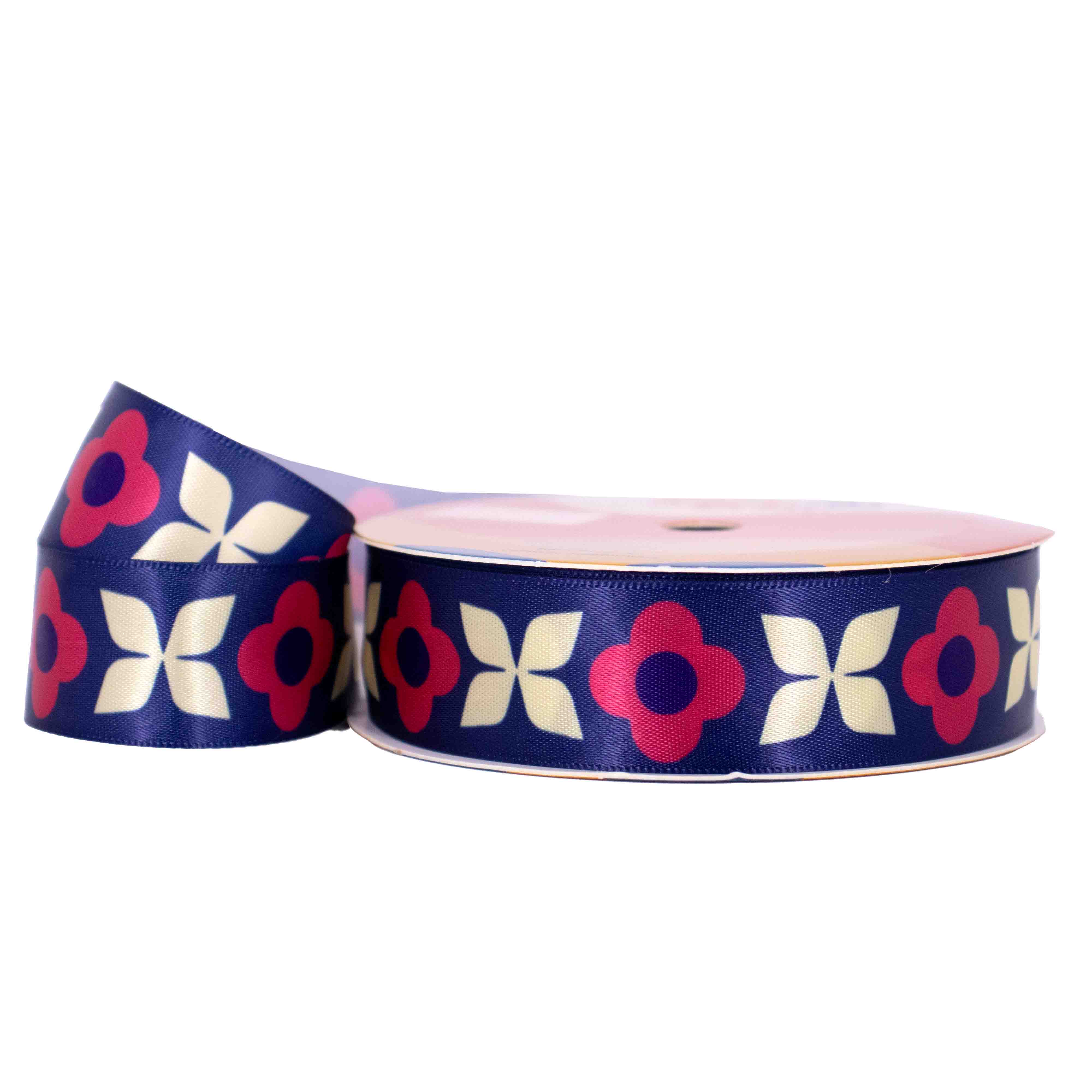 Fita Estampada Margarida 25Mm Em Poliester Com 9 Metros