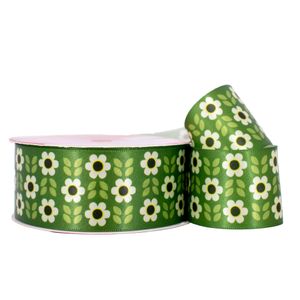 Fita Estampada Margaridas 38Mm Em Poliester Com 9 Metros