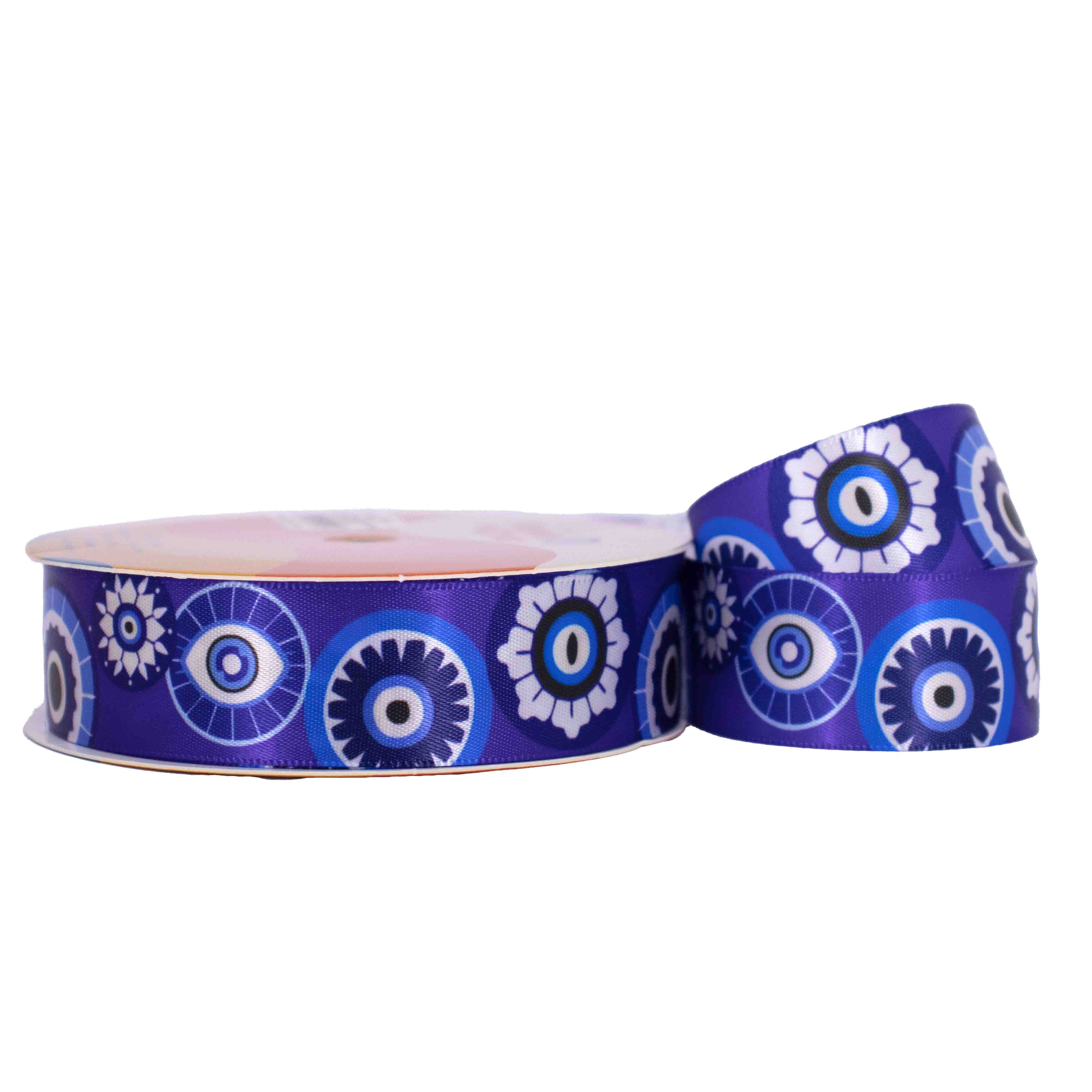 Fita Estampada Mandalas Olho Grego 25Mm Em Poliester Com 9 Metros