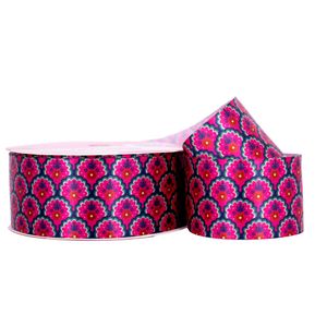 Fita Estamapada Floral 38Mm Em Poliester Com 9 Metros